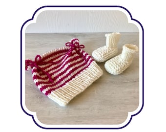 Baby girl winter hat and booties set