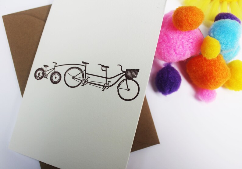 Tandem attachment for baby beautiful welcome baby letterpress greeting card for baby shower, birth or first birthday. image 2