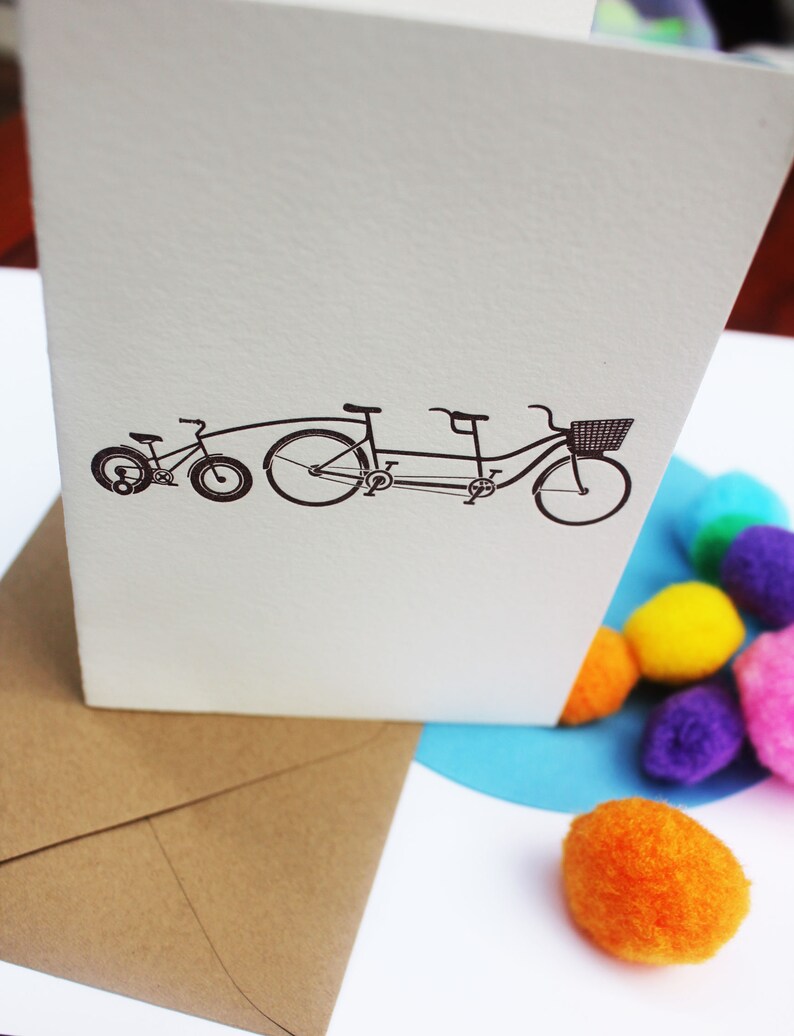 Tandem attachment for baby beautiful welcome baby letterpress greeting card for baby shower, birth or first birthday. image 3