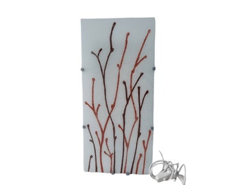 Vintage Ikea wall lamp, Scandinavian design, glass plate with branches decoration, mood lighting, European plug, living room wall decoration
