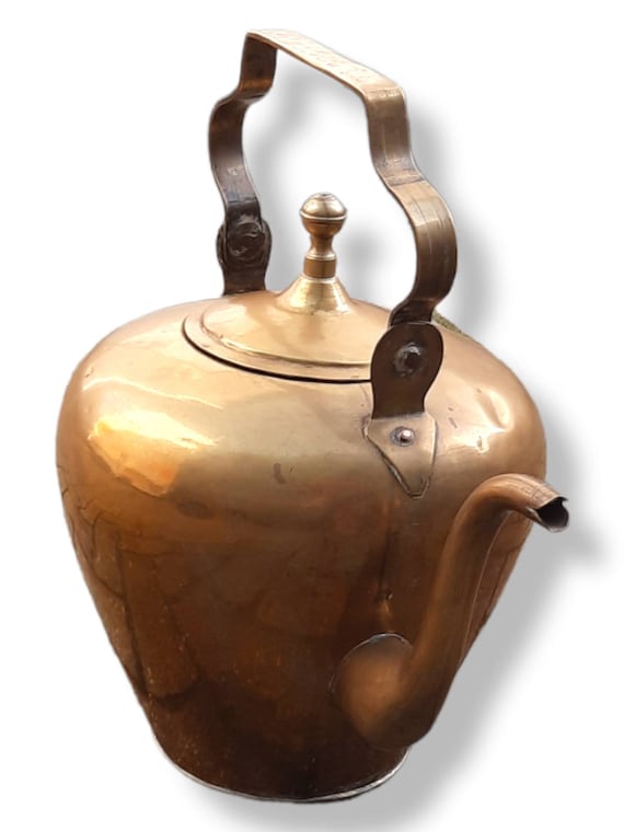 アンティークの銅製ケトル、1880/1900 年代、キッチンの装飾、農家