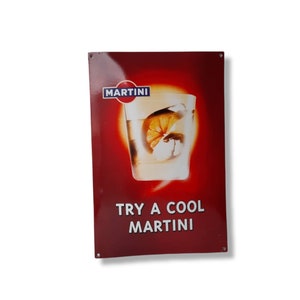 Enamel Martini Sign - Mancave Wall Decor