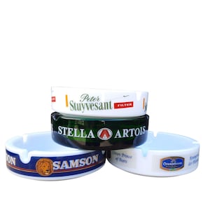 Posacenere in vetro vintage, Peter Stuyvesant, Orangeboom, Samson, Stella Artois, posacenere, anni '80, decorazione mancave, materiali da fumo da collezione