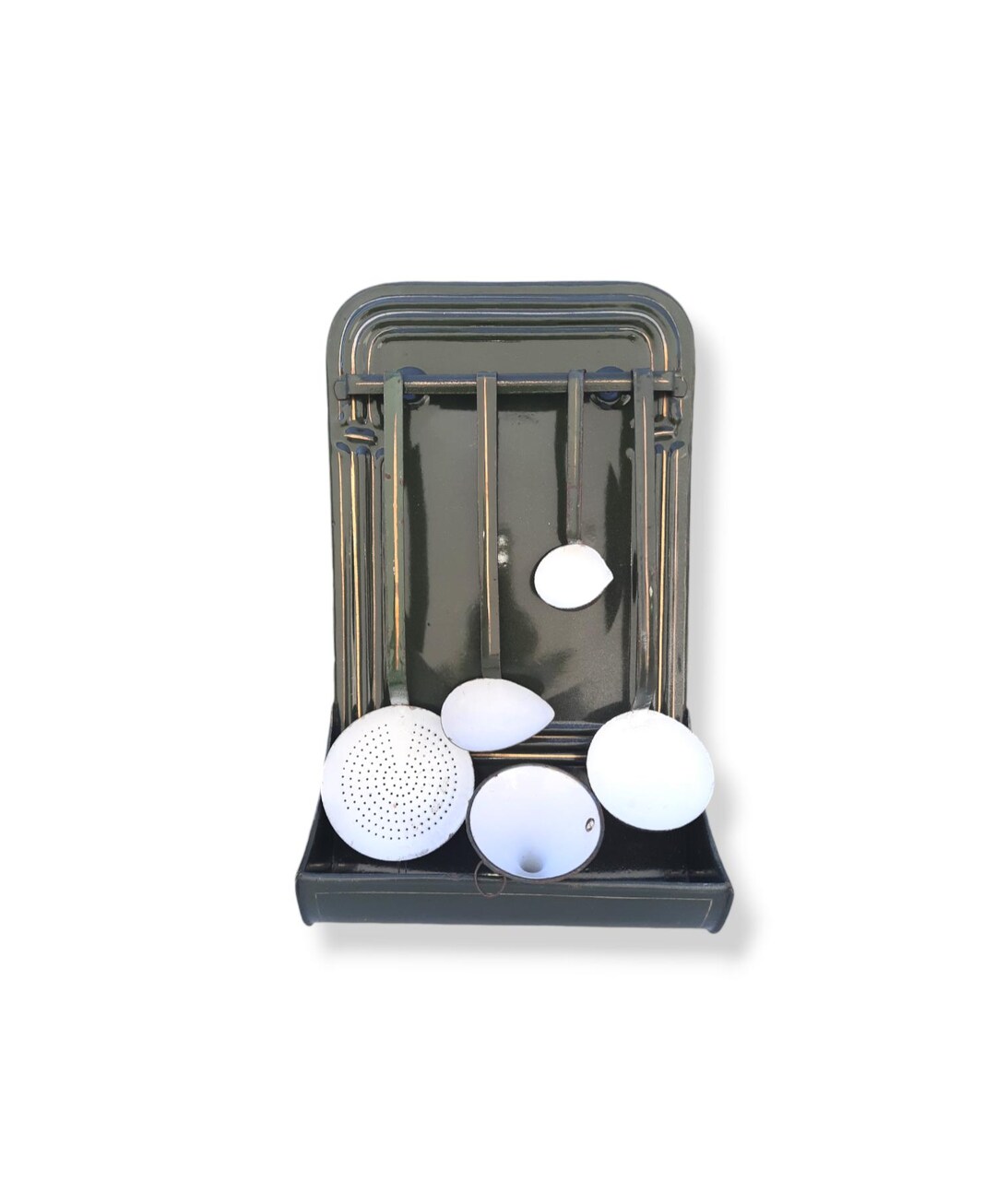 Enamel Spoon Rack Vintage Dark Green Enamel Spoon Rack, Kitchen Decoration, Farmhouse ...