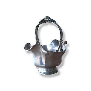 Vintage pewter chocolate dish, table decoration, serving delicacies