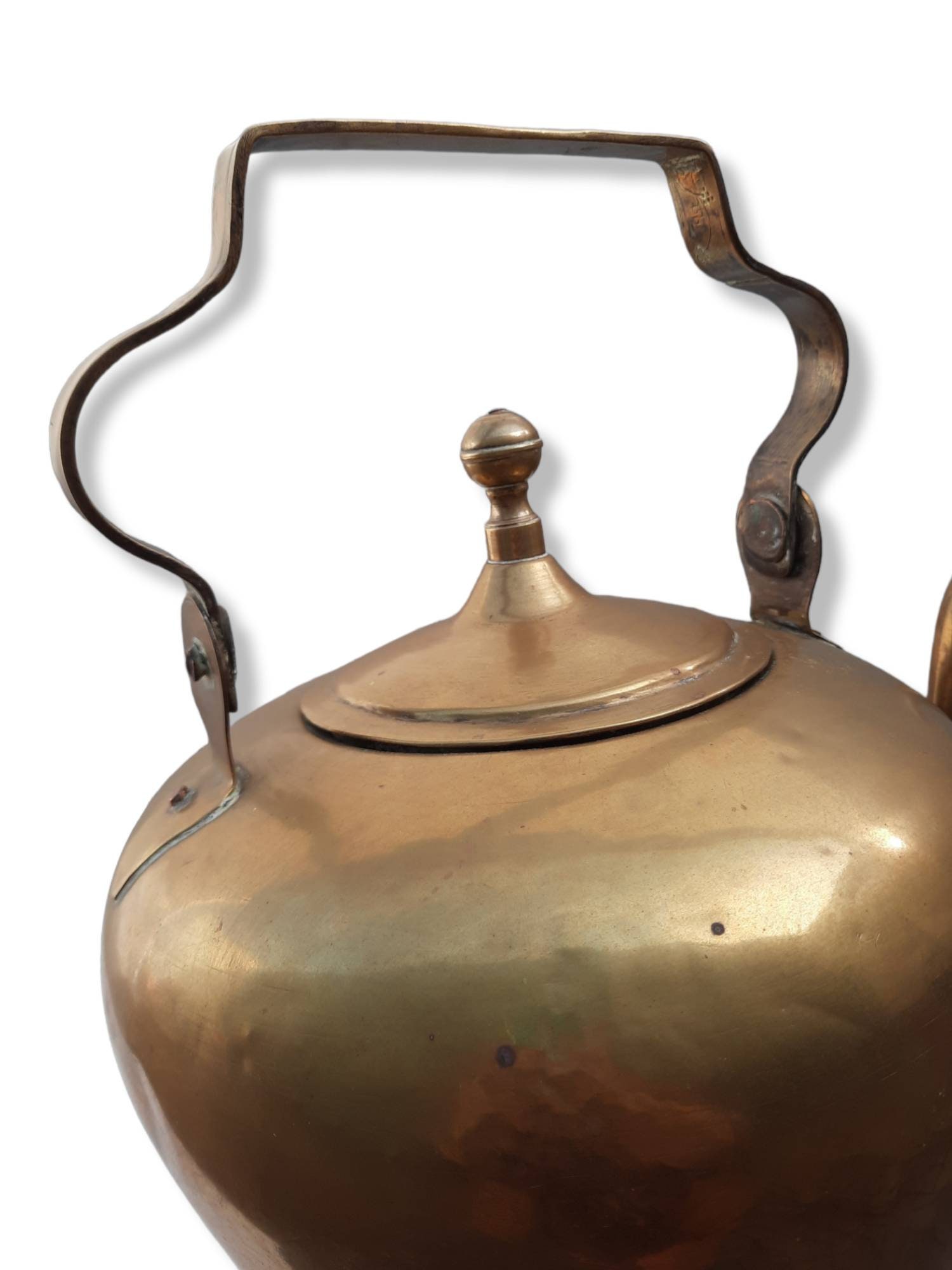 アンティークの銅製ケトル、1880/1900 年代、キッチンの装飾、農家