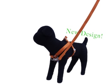 Eco Friendly Bamboo 'Dual Clip" Step-In Dog Harness - Falling Leaves (orange)