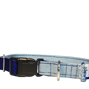 Eco Hip!  Bamboo Double Layer Buckle Dog Collar - Deep Sea Blue and Aqua Gray