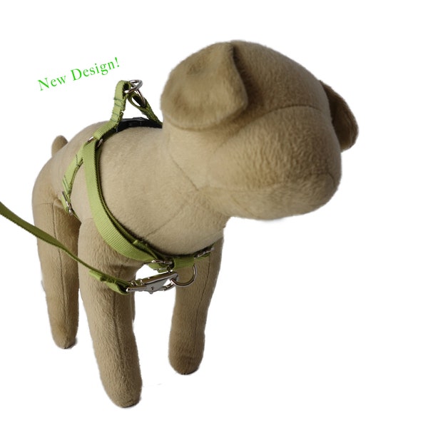 Eco Friendly Bamboo 'Dual Clip" Step-In Dog Harness - Bamboo Zen (green)