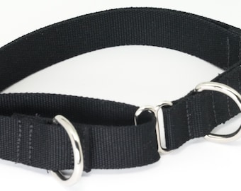 Eco Friendly Bamboo Single Layer Martingale Dog Collar - Midnight (black)