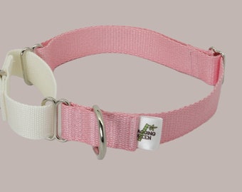 Eco-Friendly Single Layer Martingale Dog Collar - Blossom (pink and white)