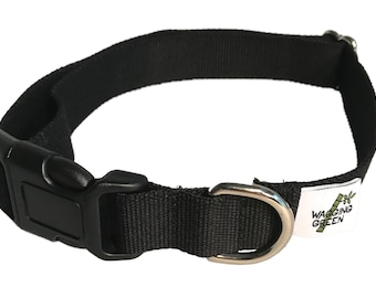 Eco Friendly Bamboo Double Layer Buckle Dog Collar - Midnight Black