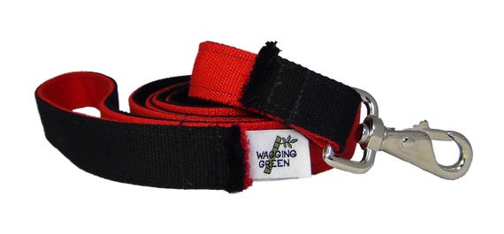 Eco Friendly Bamboo Double Layer Dog Leash Night black Berry red