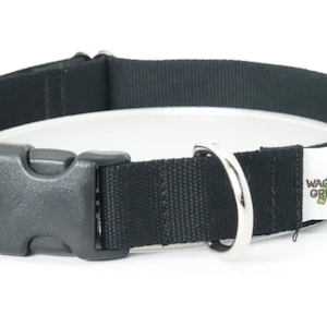 Eco Friendly Bamboo Single Layer Buckle Dog Collar - Midnight (black)