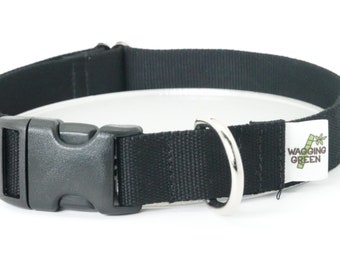 Eco Friendly Bamboo Single Layer Buckle Dog Collar - Midnight (black)