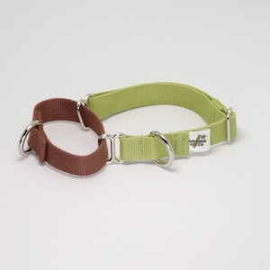 Eco-Friendly Bamboo Single Layer Martingale Dog Collar - Woodsy (green and brown)