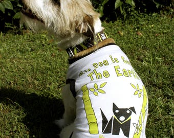 Wytrzymała koszulka dla psa z bambusa - Bamboo Pooch (biały / zielony)