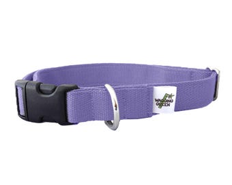 Heavy Duty Bamboo Dog Collar – Spring Lilac (purple) – Adjustable – Quick Release – Eco Friendly – Double Layer