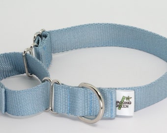 Martingale Bamboo Dog Collar – Aqua Gray – Adjustable – Soft – Eco Friendly – Single Layer -1” wide