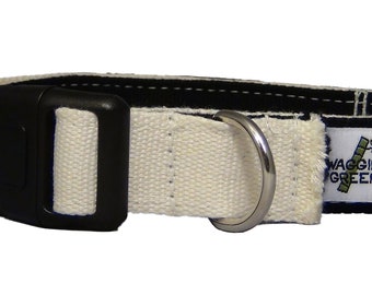 Eco Hip! Bamboo Double Layer Buckle Collar – Night (black) / Natural