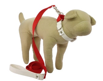 Bamboo Leash And Collar Set - White Rose (red and white)