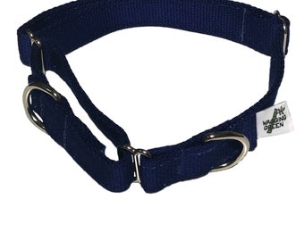 Eco Friendly Bamboo Double Layer Martingale Dog Collar - Deep Sea (blue) 1" Width