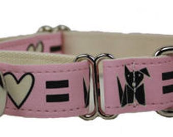 Eco Friendly Bamboo 'Love Dog' Martingale Dog Collar – Pink and Natural