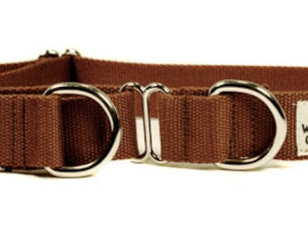 Eco Friendly Bamboo Single Layer Martingale Dog Collar - Tree Bark (brown)