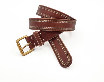 Brown Leather Belt, leather belt men,  leather belt woman, stitch belt, handmade leather belt, leather belt, belt leather