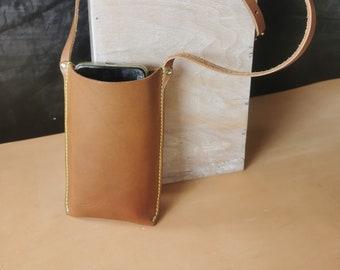 Tan, Phone bag, crossbody phone bag, leather phone bag, cell Phone bag, Phone case bag, crossbody phone lanyard, sunglasses bag