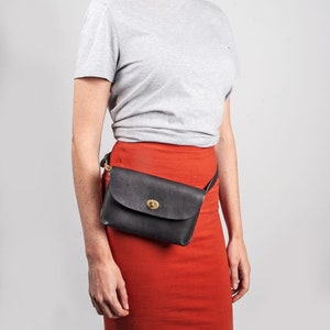 Black Leather Belt Bag