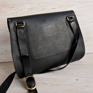 Large Black Leather Handbag, leather handbag, cross body bag, black leather bag, gift for her, stocking filler, christmas gift image 3