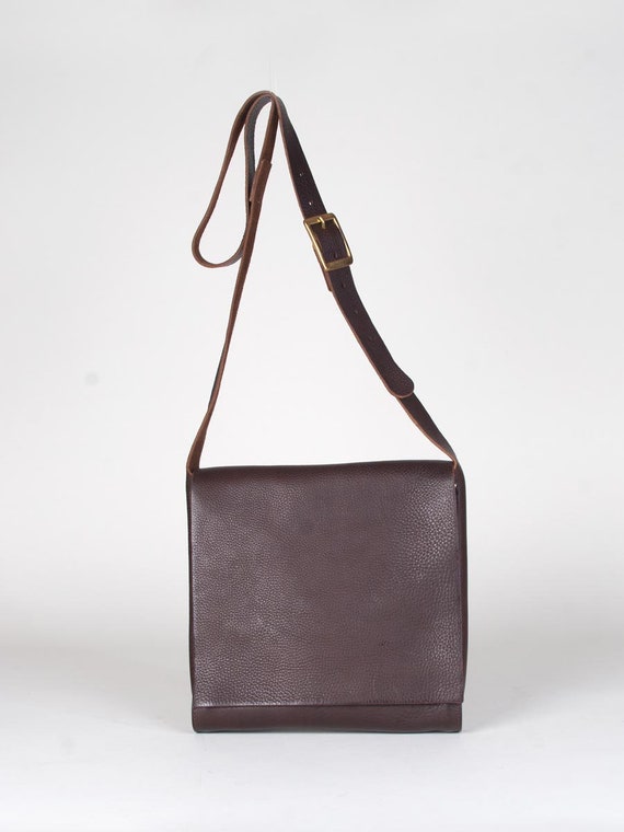 Slim messenger bag brown men's leather bag laptop bag Etsy
