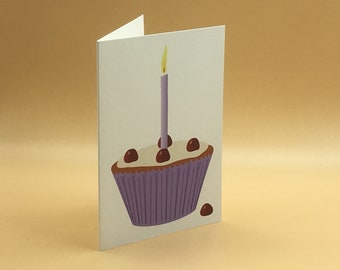 Cupcake Card, Cupcake Art, Cupcake, Cake Card, Blank Cards, Food Card, Just Because Card, Illustrated Card, Birthday Card, Card for Friend