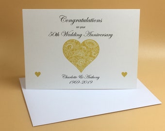 Golden Wedding Cards, Golden Wedding Anniversary, Golden Anniversary Card, Personalised, 50th Anniversary Cards, 50th Wedding Anniversary