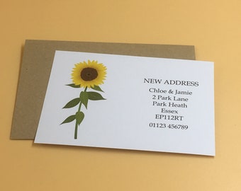 New Home Cards, Change of Address Cards, Moving Cards, Sunflower, Personalised, Moving Announcement, New Address, We've Moved, New Home