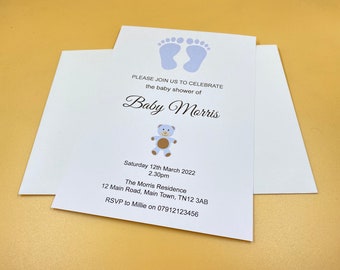 Baby Shower Invitations, Baby Shower Invitations Boy, Baby Shower, Personalised, Blue Baby Shower Invites, Baby Shower Party