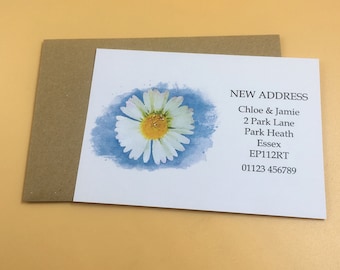 Change of Address, New Address, Address Card, Moving Card, Moving Announcement, We are Moving, We've Moved, Floral Moved, Daisy