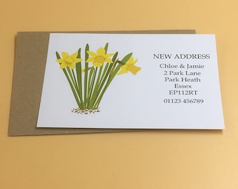 Change of Address Cards, Moving Cards, New Home Cards, Daffodil, Personalised, Moving Announcement, New Address, We've Moved, New Home