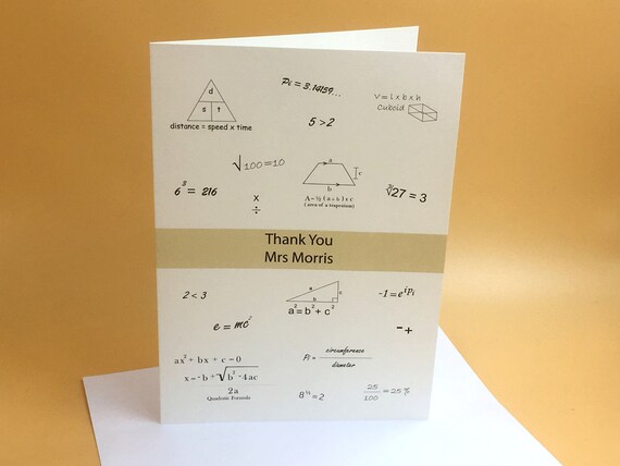 Math Teacher Card Maths Teacher Thank You Personalised Etsy