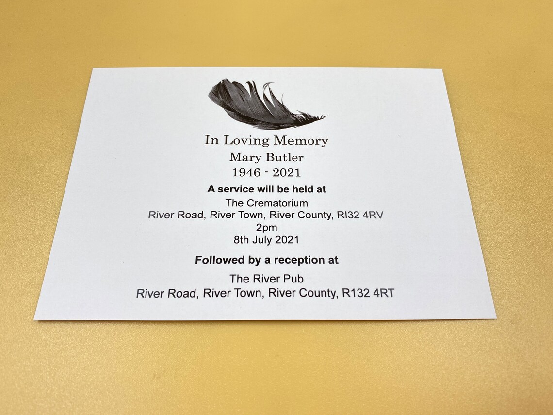 Funeral Invitations Funeral Invite Funeral Announcement Etsy UK