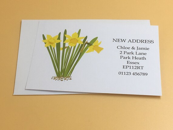 Personalized Daffodil Change of Address Cards, New Home Announcement
