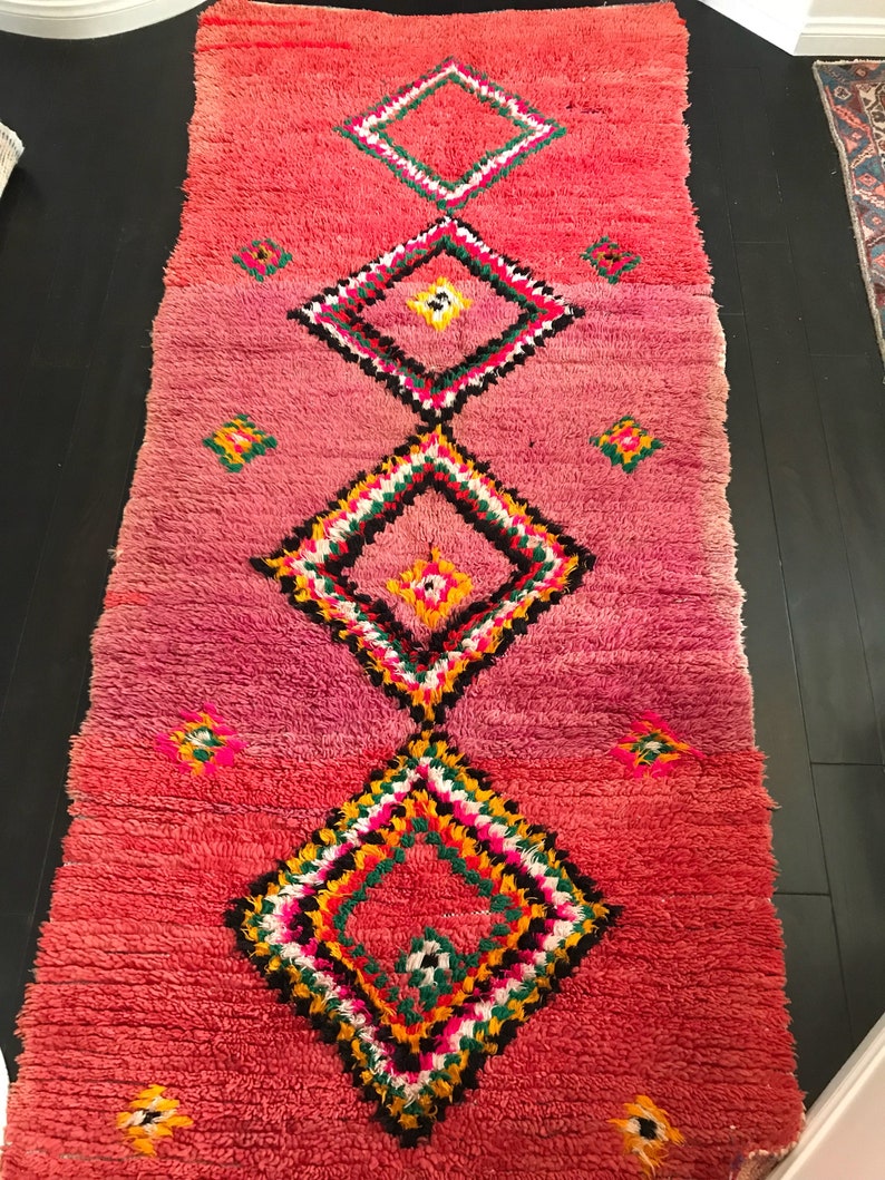 SCARLET Vintage Moroccan Boujad Rug Atlas Mountains Area Etsy
