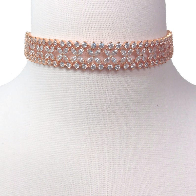 Diamond Choker Necklace Diamond Choker Bridal Diamond Choker Bridal Choker Necklace Flower Diamond Choker image 6