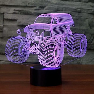 Monster Truck 3D Illusion Smart APP Control 3D Illusion Night Light Bluetooth,Music,7&16M Color Mobile App,Made in UK