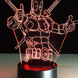 Deadpool,All occasion gift,Smart APP Control 3D Illusion Night Light Bluetooth,Music,7&16M Color Mobile App,Can be personalised