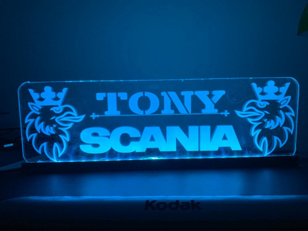 Personalized USB LED Name Plate – 30x10 Cm – 7-Color Changing Light – Truck Cabin Interior - View #2