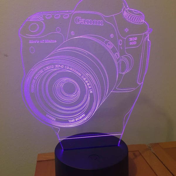 Canon Camera Lamp Personalized 3D Illusion Smart APP Control 3D Illusion Night Light Bluetooth,Music,7&16M Color Mobile App Handmade in UK