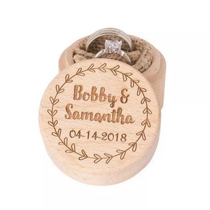 Caja de anillo de madera, Caja de anillo de joyería de madera por encargo, Boda, Caja de regalo