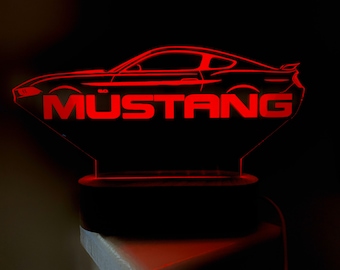 Mustang Personalized 3D Illusion Smart APP Control 3D Illusion Night Light Bluetooth,Music,7&16M Color Mobile App